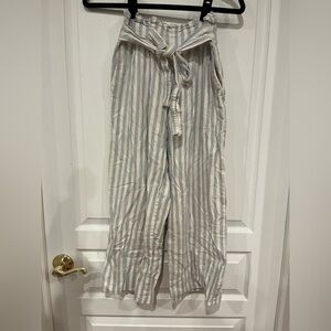 Madewell striped linen paper bag pants